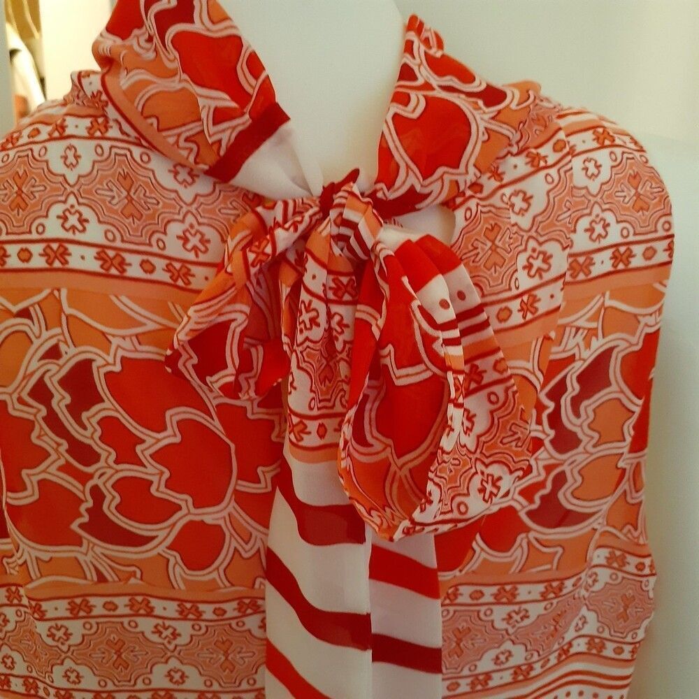 Eva Mendes top sleeveless m blouse summer shirt orange pink red luxury career - Picture 4 of 5